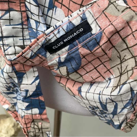 Club Monaco Grid Floral Button Up Shirt - Picture 11 of 13
